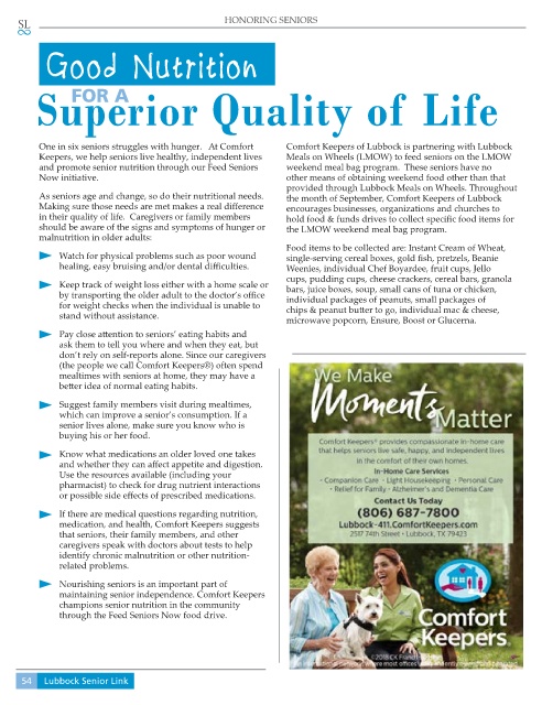 Page 54 Senior Link Magazine Fall 2018 Online Magazine